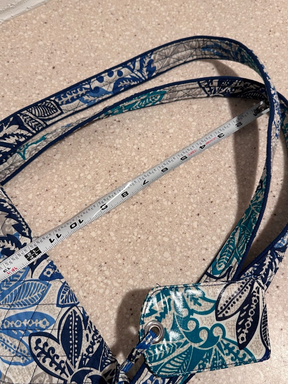 2pc Vera Bradley Miller Bag in "Santiago" Blue Teal Floral & Luggage Tag Set - Picture 15 of 16